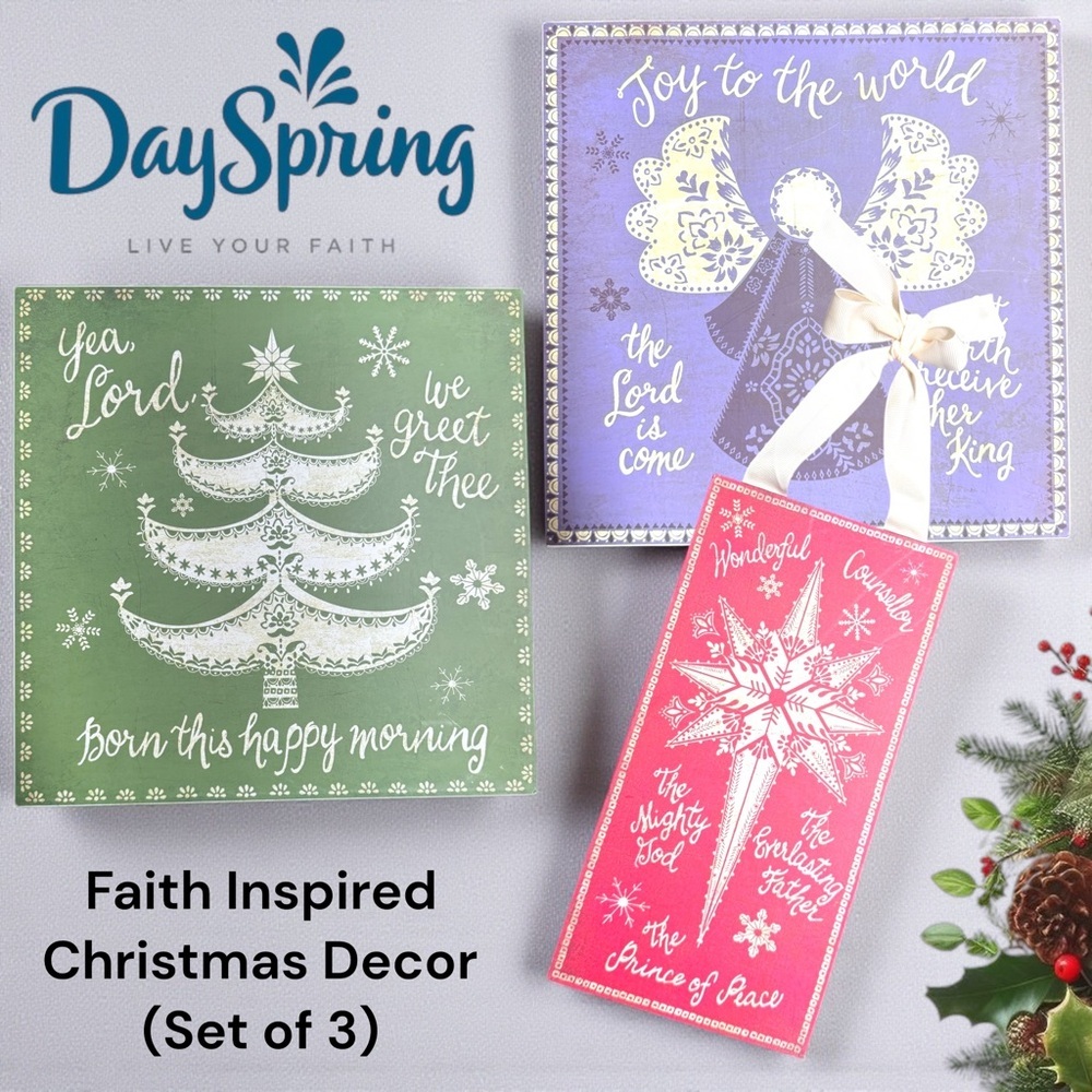Deck the Halls with Faith & Joy: Set of 3 DaySpring Christmas Wall Décor Plaques